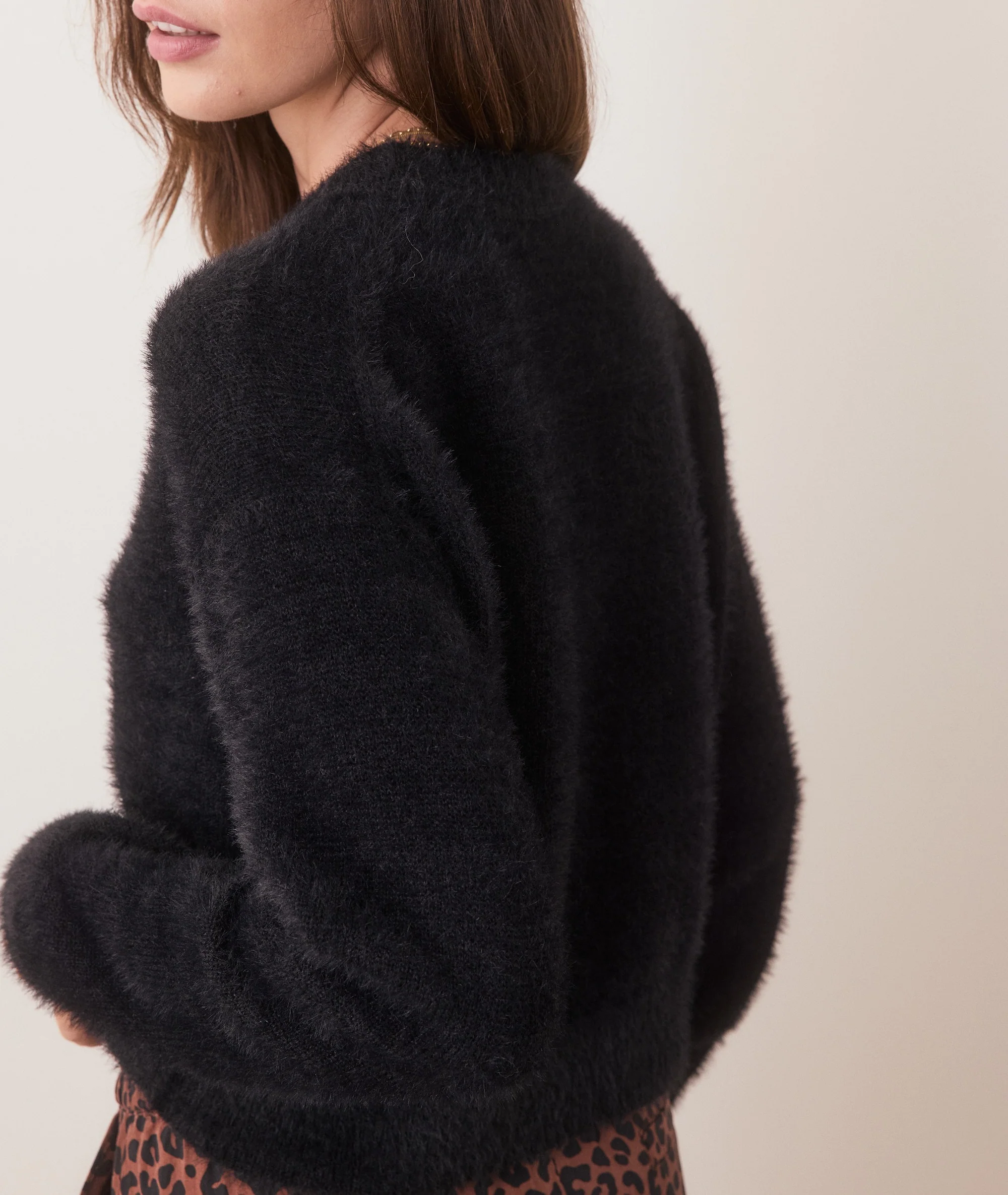 Eyelash Cropped Crewneck Sweater - Image 3