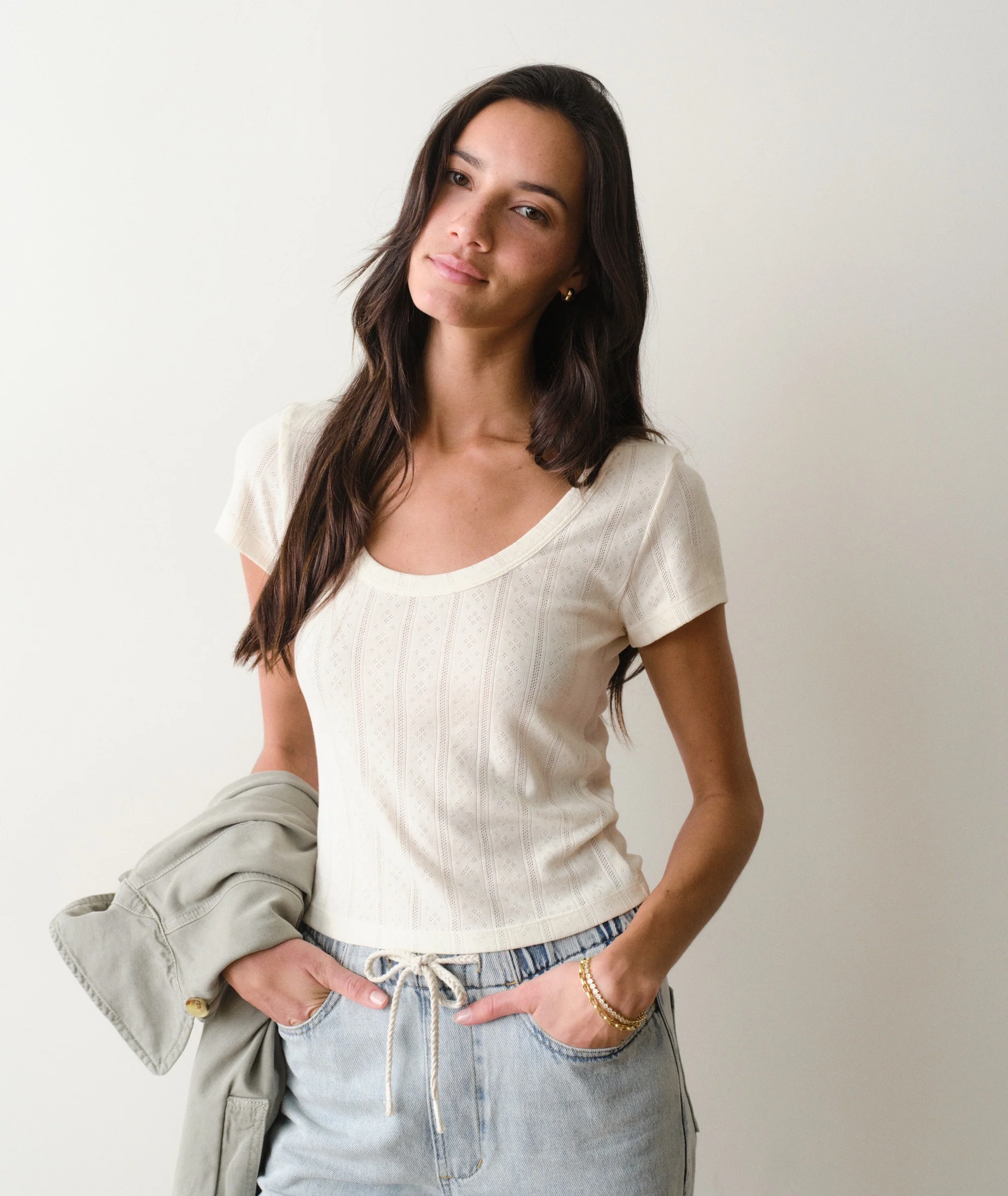Lexi Pointelle Scoop Tee - Image 2