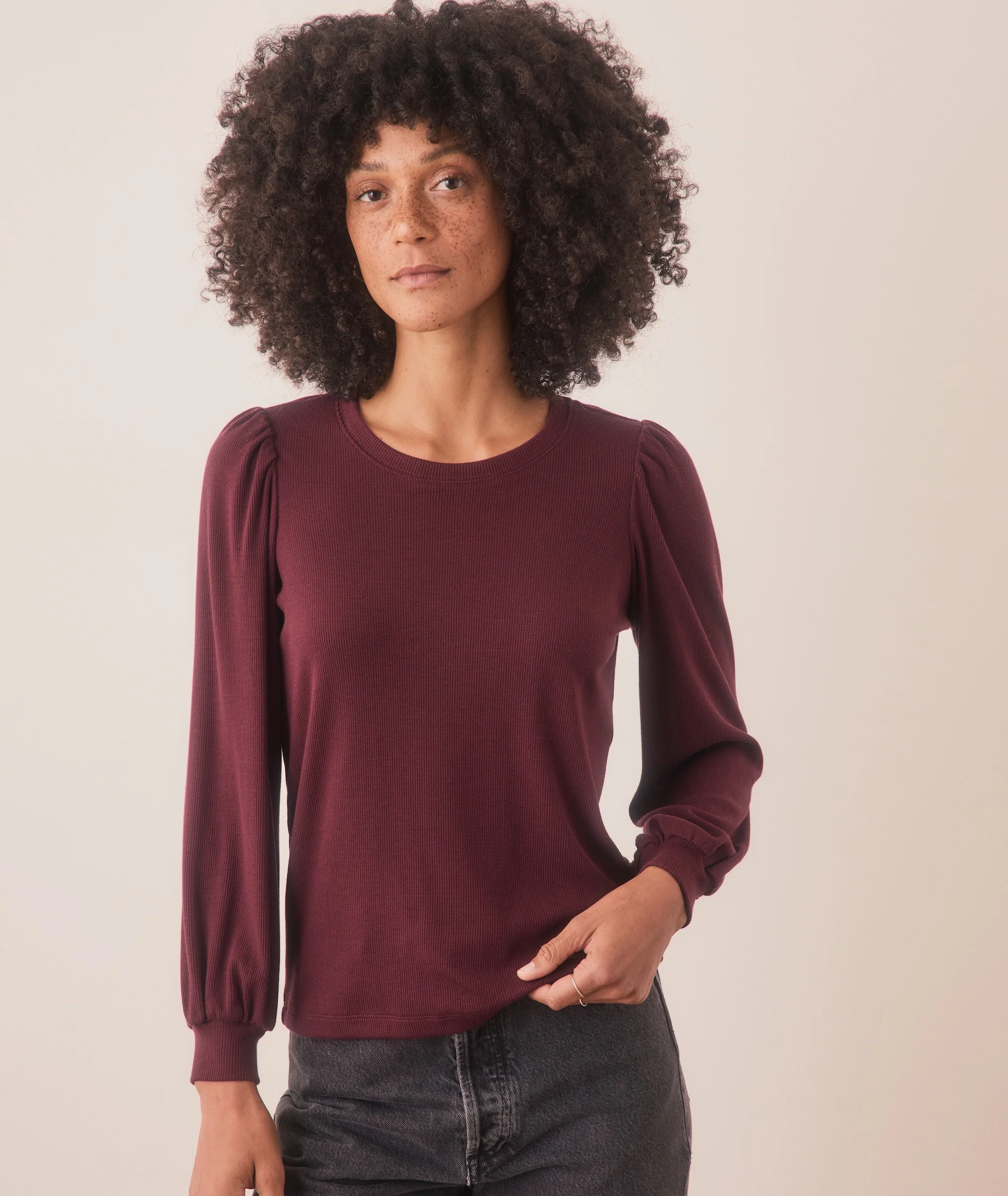 Lexi Rib Puff Sleeve Top - Image 2