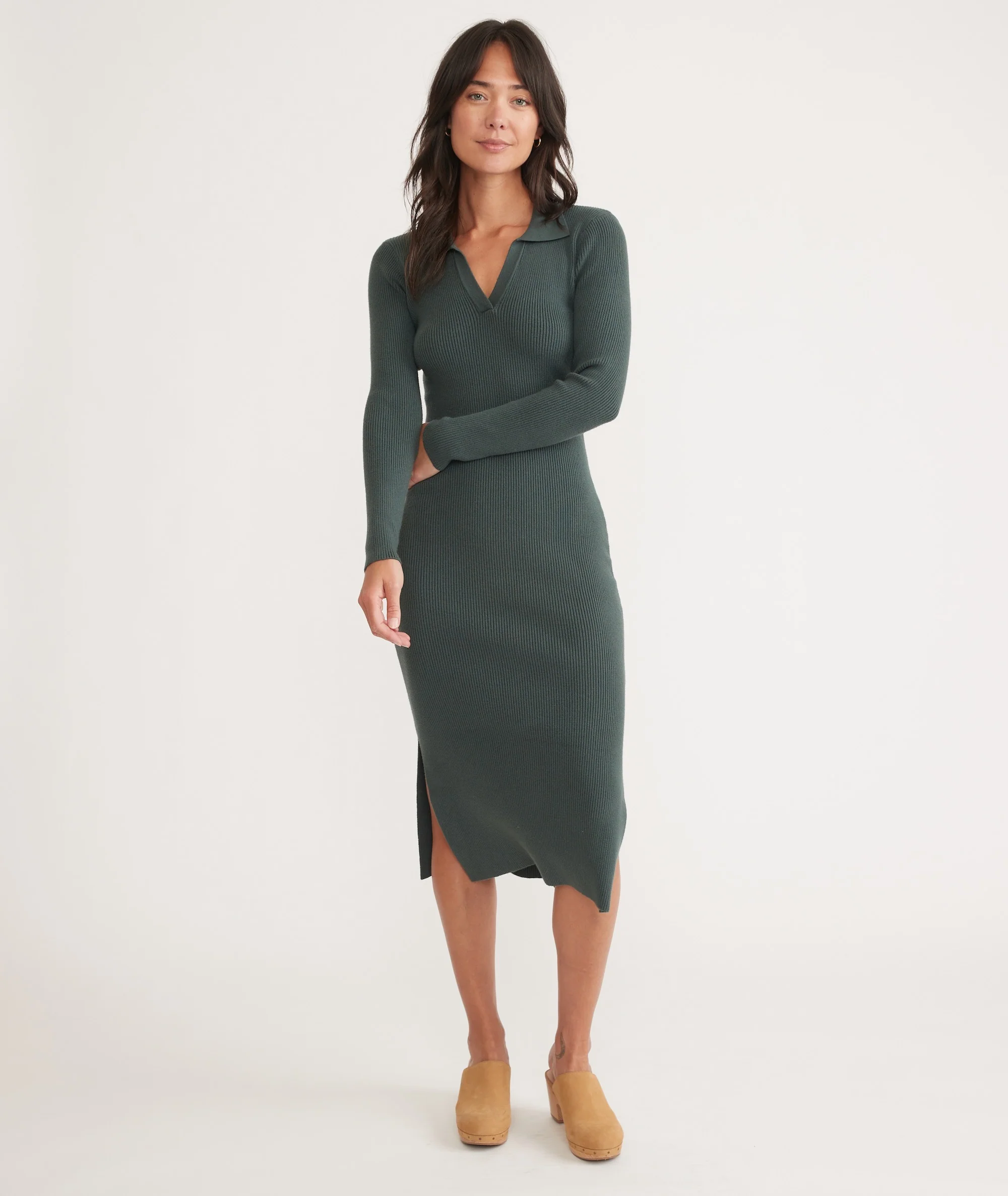 Lexi Rib Long Sleeve Sweater Polo Dress - Image 5