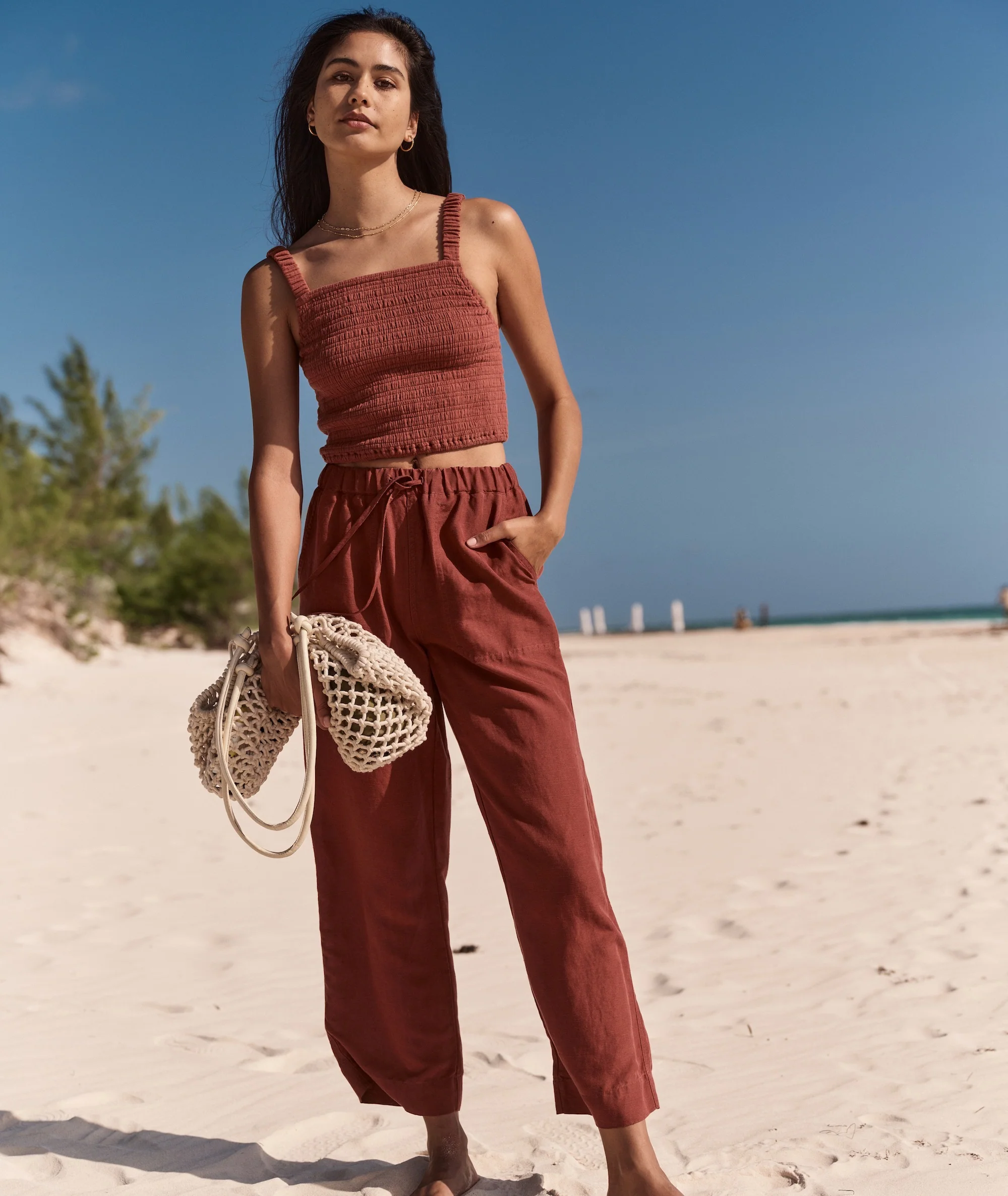 Linen Drawstring Straight Leg Pant - Image 2