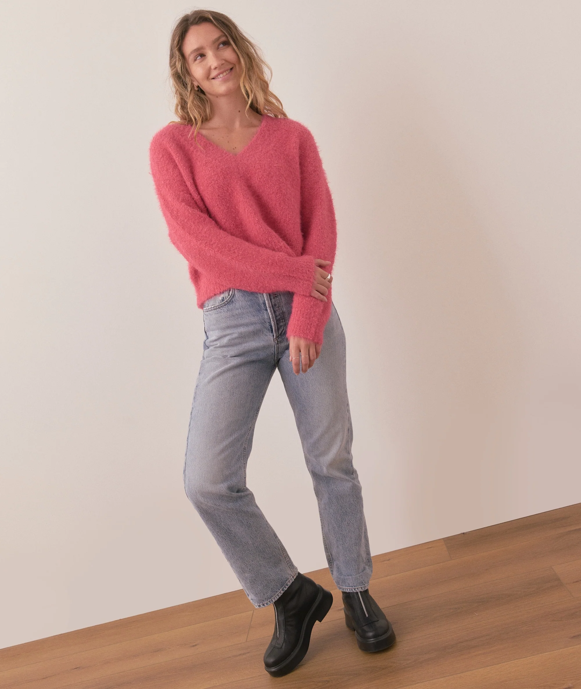 Teddy Eyelash V-Neck Sweater - Image 4