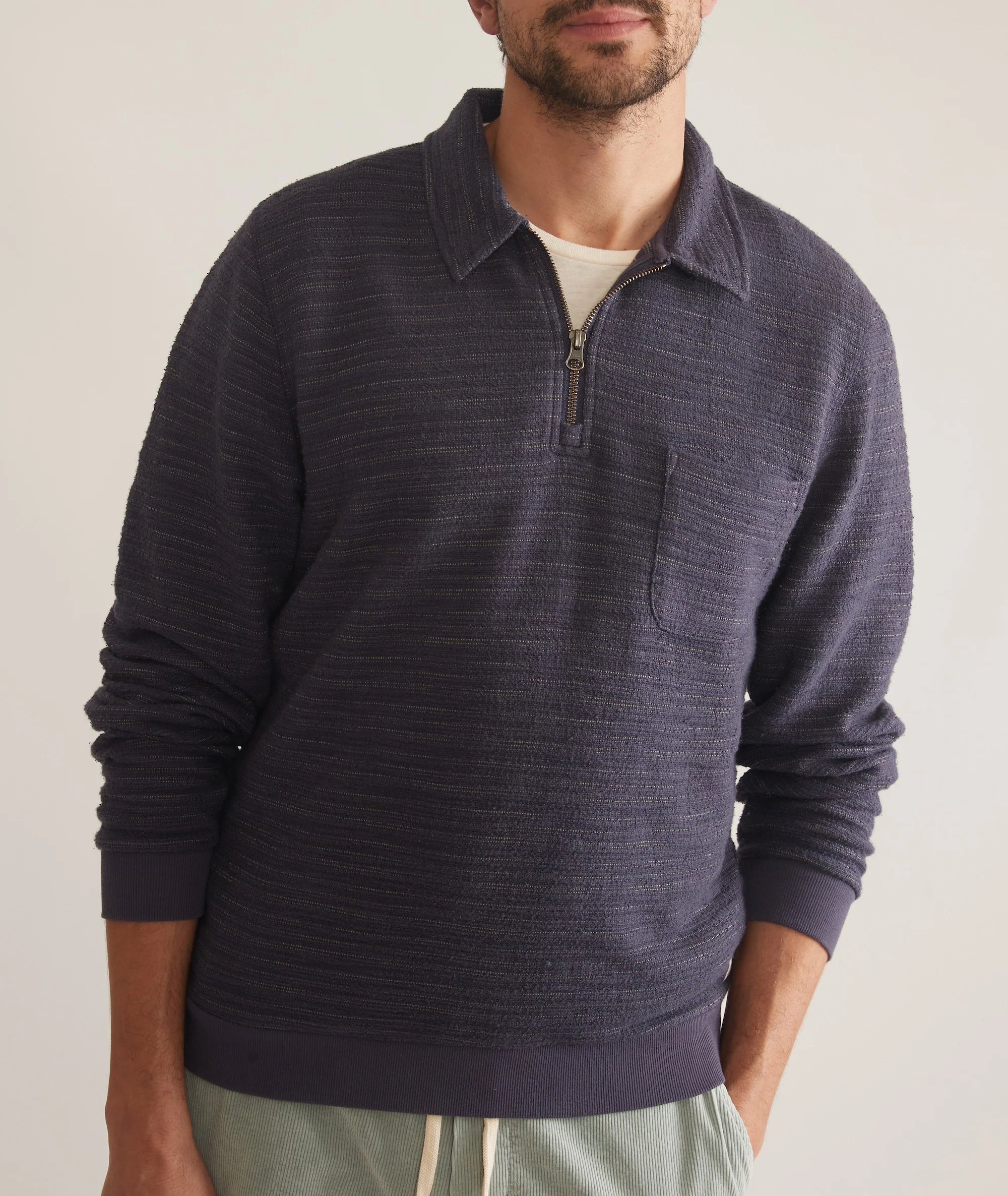 Textured Stripe Quarter Zip - Image 2