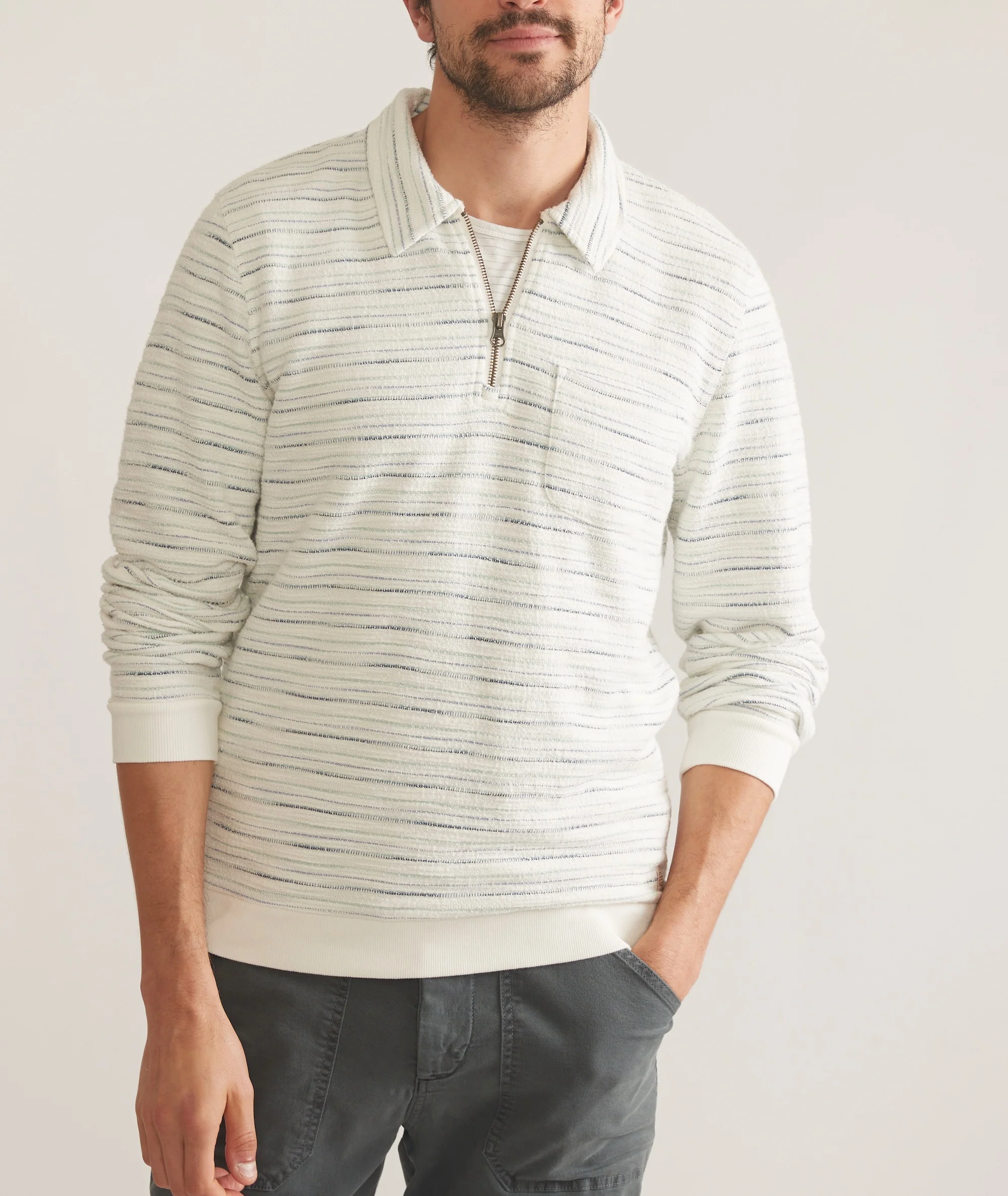 Textured Stripe Quarter Zip - Image 2