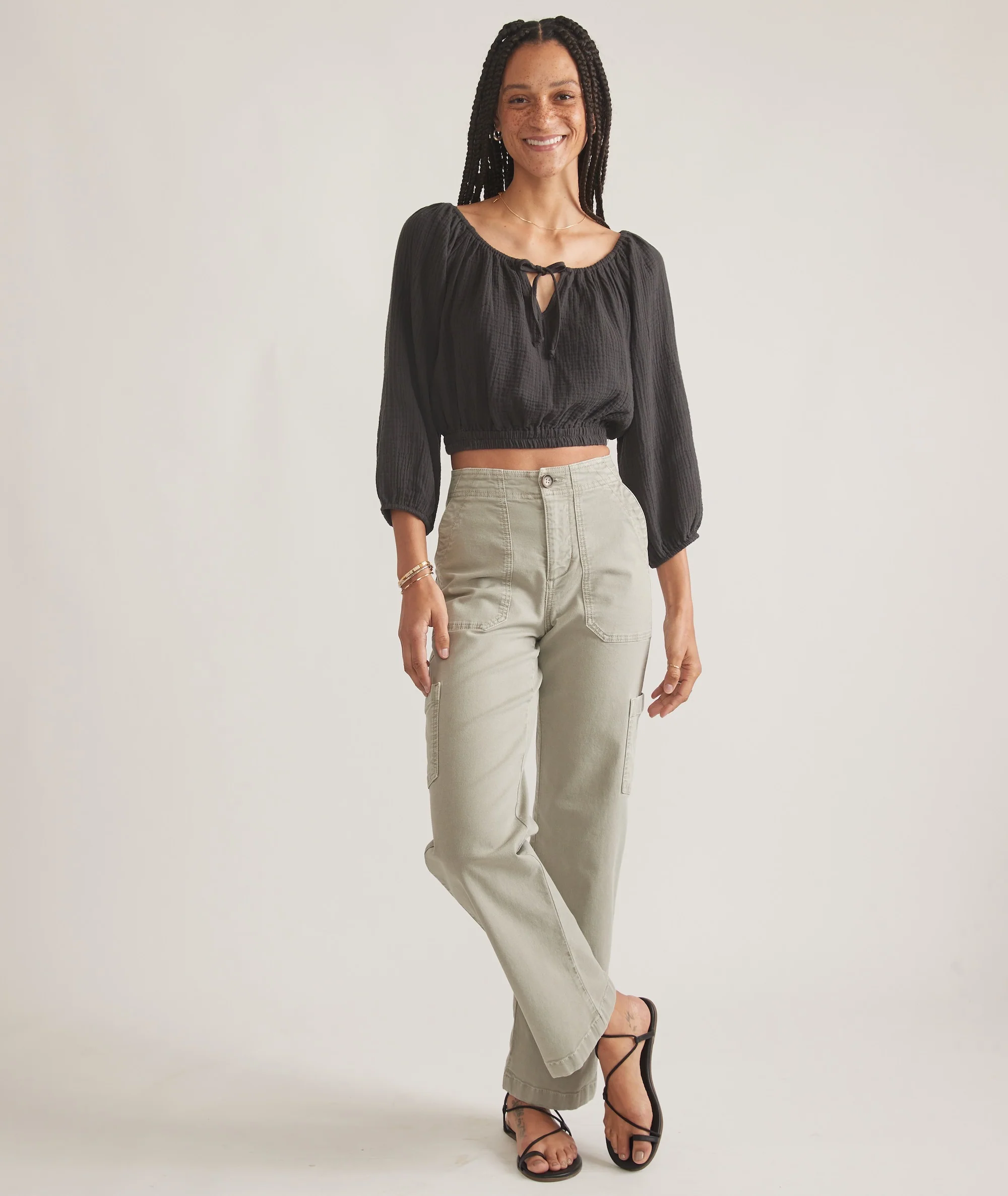Tiana Double Cloth Cropped Blouse - Image 5