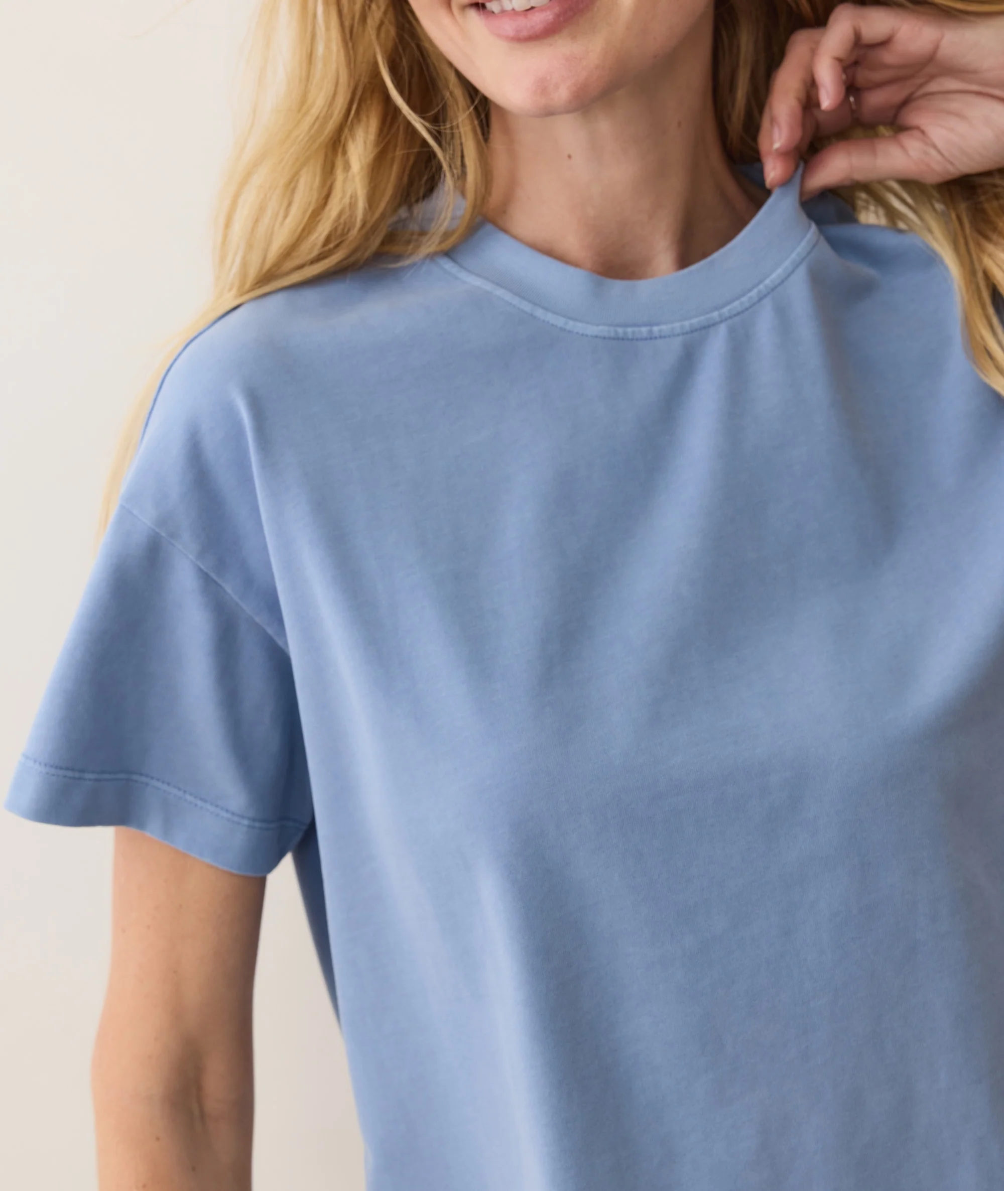 Women's Luxe Sueded Tee in Coastal Blue - Image 6